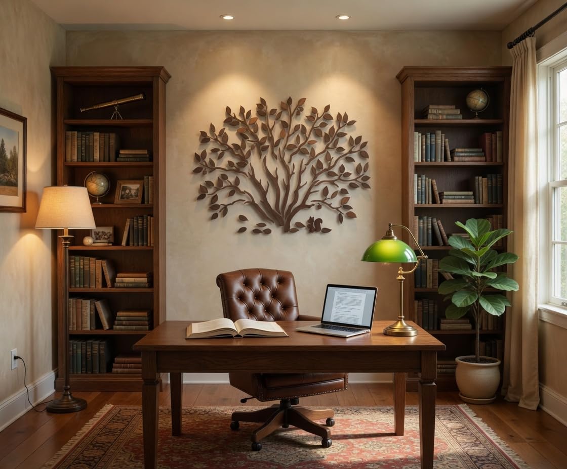 WOODTELLSTORY Large Handmade Solid Wood Oak Tree Wall Art,79x59