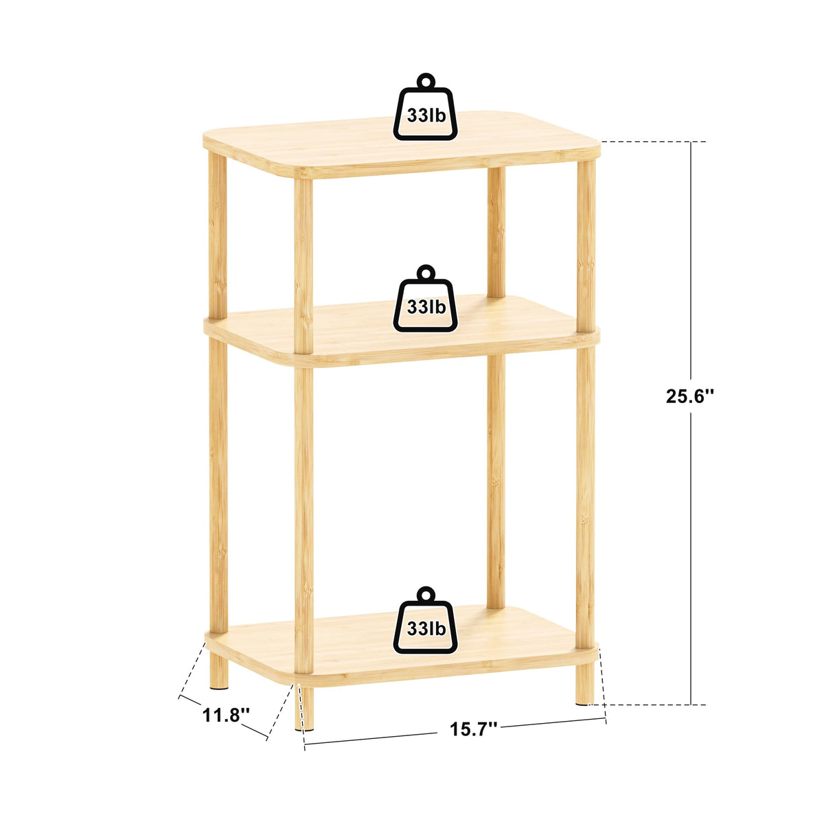 SANLUCE Bamboo End Table, Side Table for Small Space with Storage Shelf, Small Table Stand, Narrow Wooden Bedside Table Nightstand, Toolless Assembly, for Nursery, Living Room, Bedroom, Natural