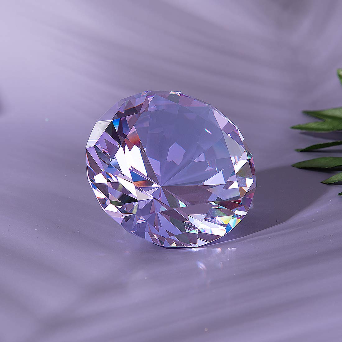 LONGWIN 100mm(3.9") Crystal Diamond Paperweight Nail Dispaly Prop Wedding Favor Christmas Centerpieces Home Decor (Purple)