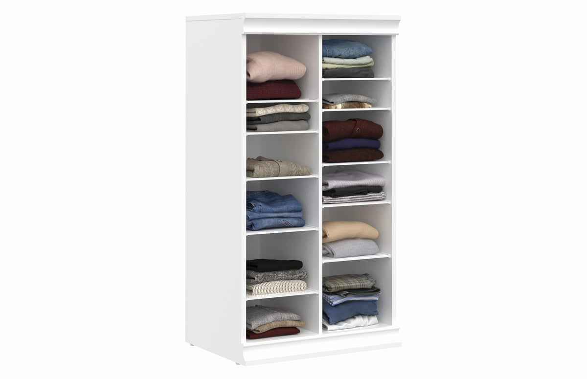ClosetMaid Modular Adjustable Divided Storage Shelving Unit Organizer, 15.94-Inch D x 40.3-Inch H x 21.38-Inch W, White