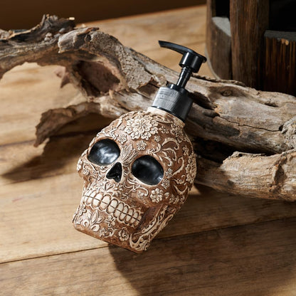 Skull Soap Dispenser with Rust Proof Pump, Refillable Liquid Hand Lotion Bottle for Bathroom, Bedroom and Kitchen（New Upgrade Pump）.