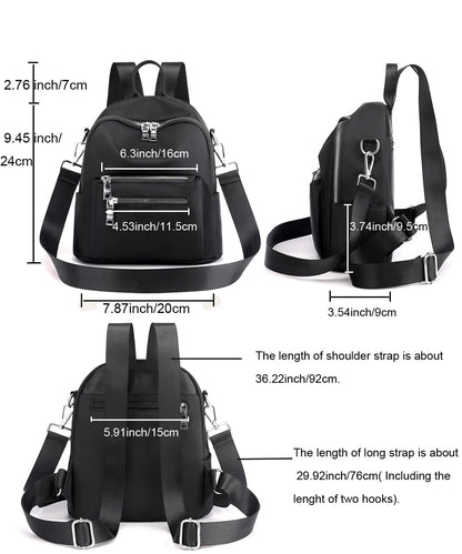 JIANLINST Women's Mini Backpack Purse Girls Fashion Shoulder Bags Water resistant Casual Daypack Rucksack Black