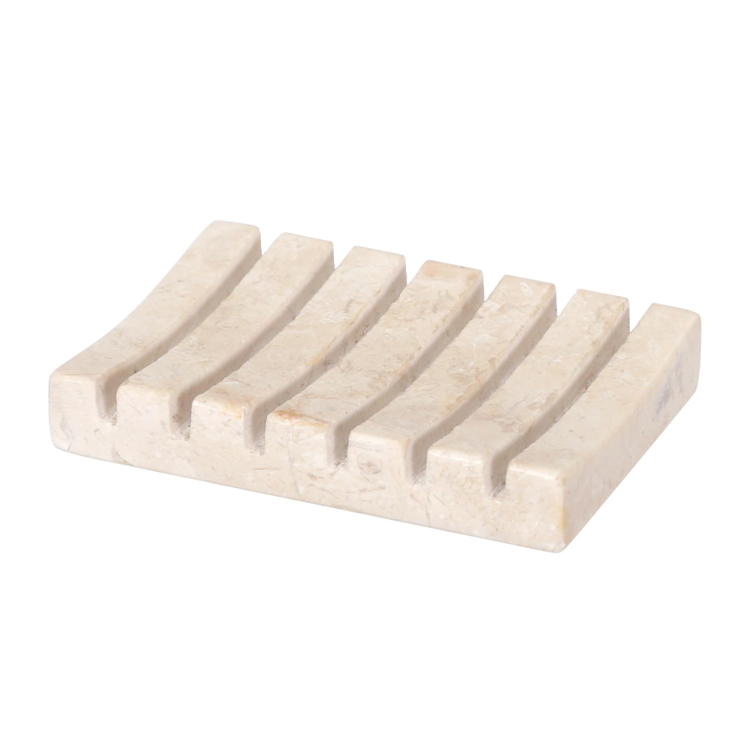 Creative Home Natural Marble Self-Draining Soap Dish Tray, Beige Holder
