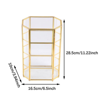 Colaxi Glass Jewelry Box Jewelry Display Case,Birthday Gift,Transparent,Makeup Storage Case Trinket Box Organizer for Bracelet Rings