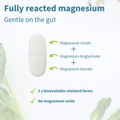 Igennus Superior Triple Magnesium Complex, 90 Servings, 2000mg Glycinate, Citrate & Taurate, Clean Label & Chelated, 262mg Elemental Magnesium, Vegan, 180 Tablets for Women & Men