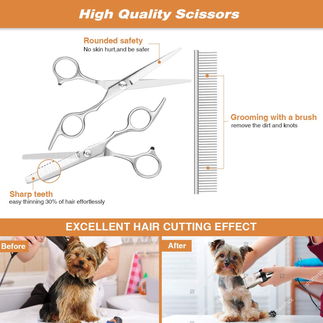 Dog Clippers Professional Pet Grooming Kit Low Noise, Rechargeable Pet Shaver Cordless Silent Dog Hair Trimmer with Scissors Comb Best Hair Clipper for Dogs Cats Pets