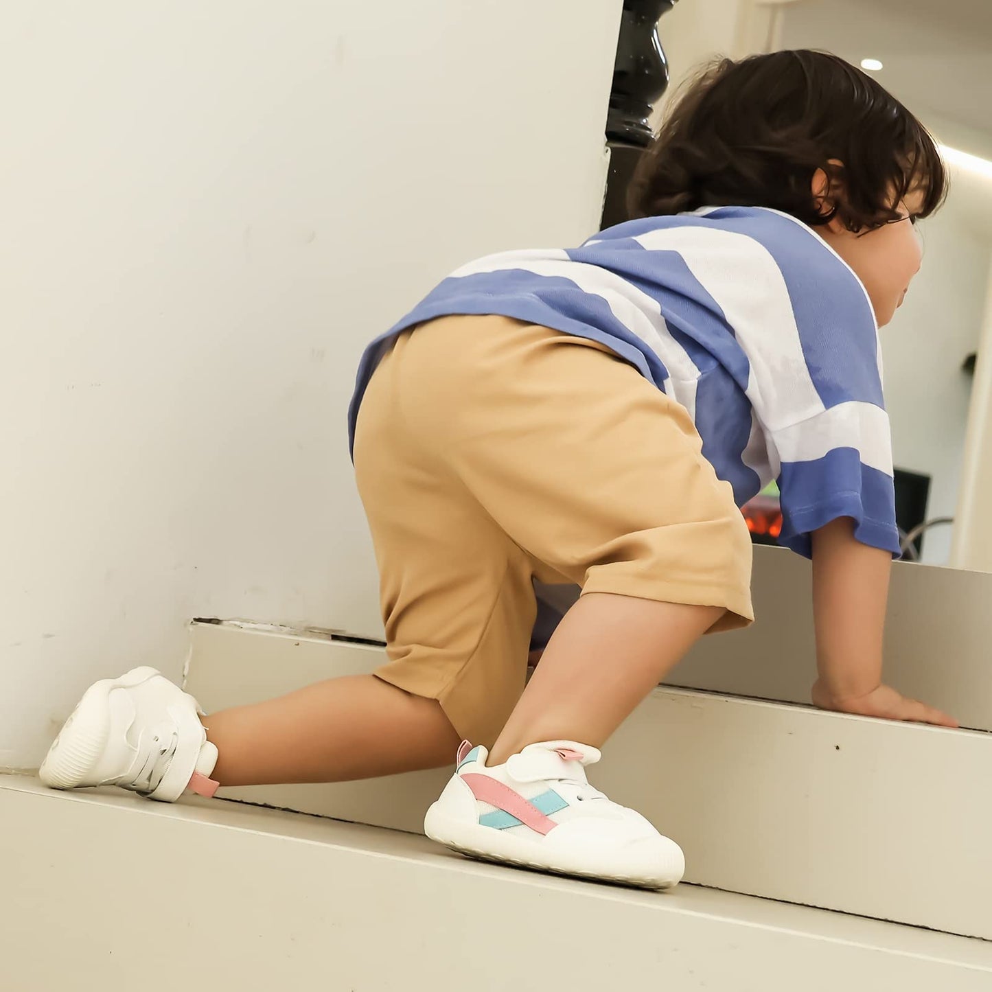 MK MATT KEELY Baby Boys Girls First Walking Shoes Toddler Anti-Slip Soft PU Leather Prewalker Sneakers,Size 3 UK Child,Pink