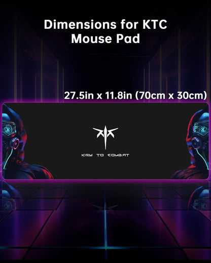 KTC Large Mouse Pad Gaming, Mouse Mat with Microfiber Fabric Surface, Extended Desk Mousepad with Stitched Edges, Non-Slip Rubber Base, 27.5 x 11.8 in, Black, for Gamer Office Home