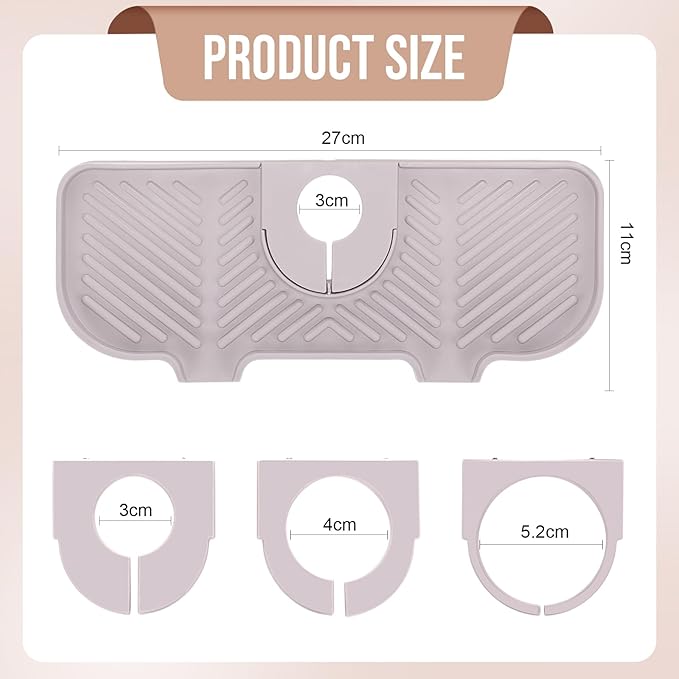 2 Pcs Silicone Faucet Splash Guard 10.6 ” x 4.3” Kitchen Sink Splash Guard