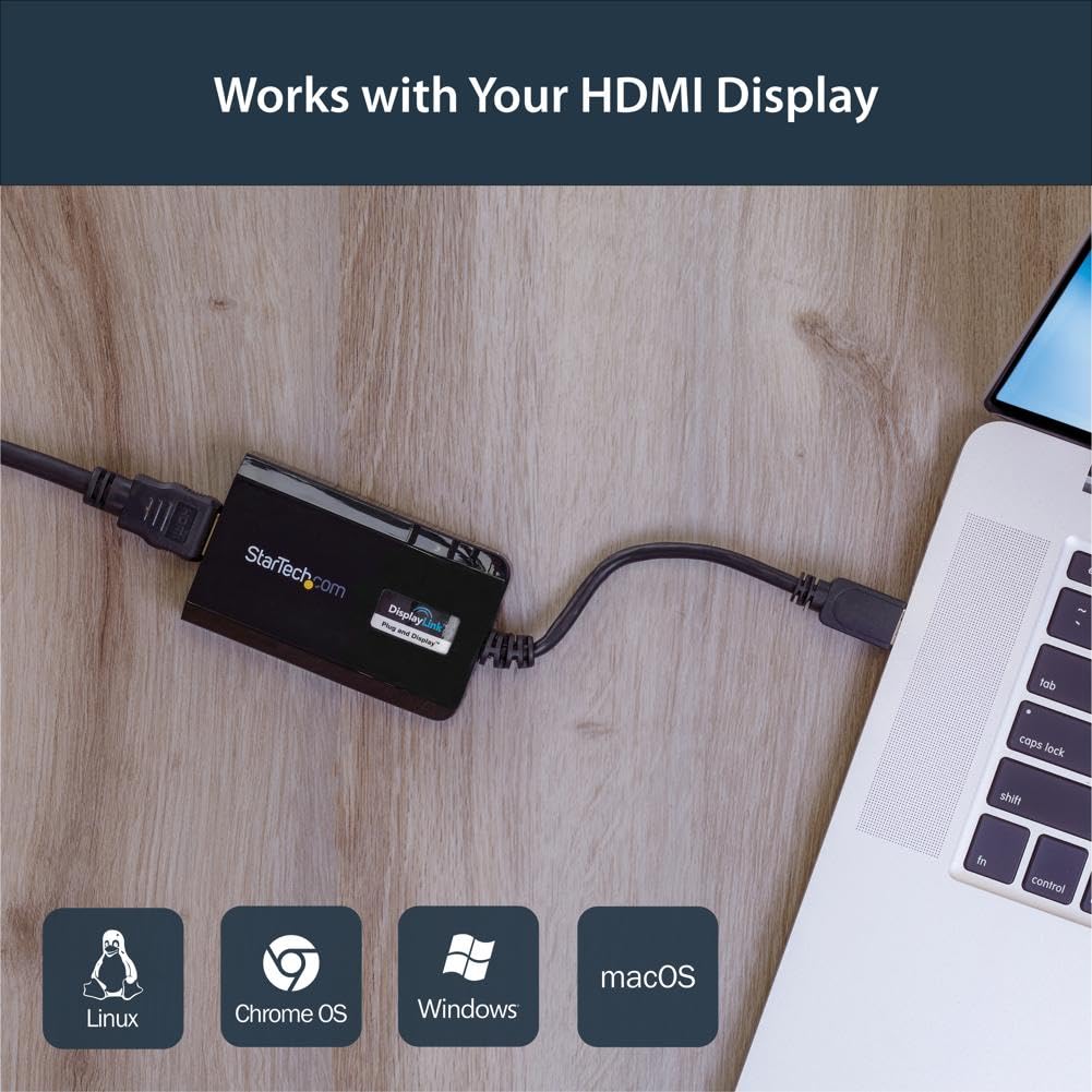 StarTech.com USB 3.0 to HDMI Adapter - DisplayLink Certified - 1080p (1920x1200) - USB Type-A to HDMI Display Adapter Converter for Monitor - External Video & Graphics Card - Windows/Mac (USB32HDPRO)