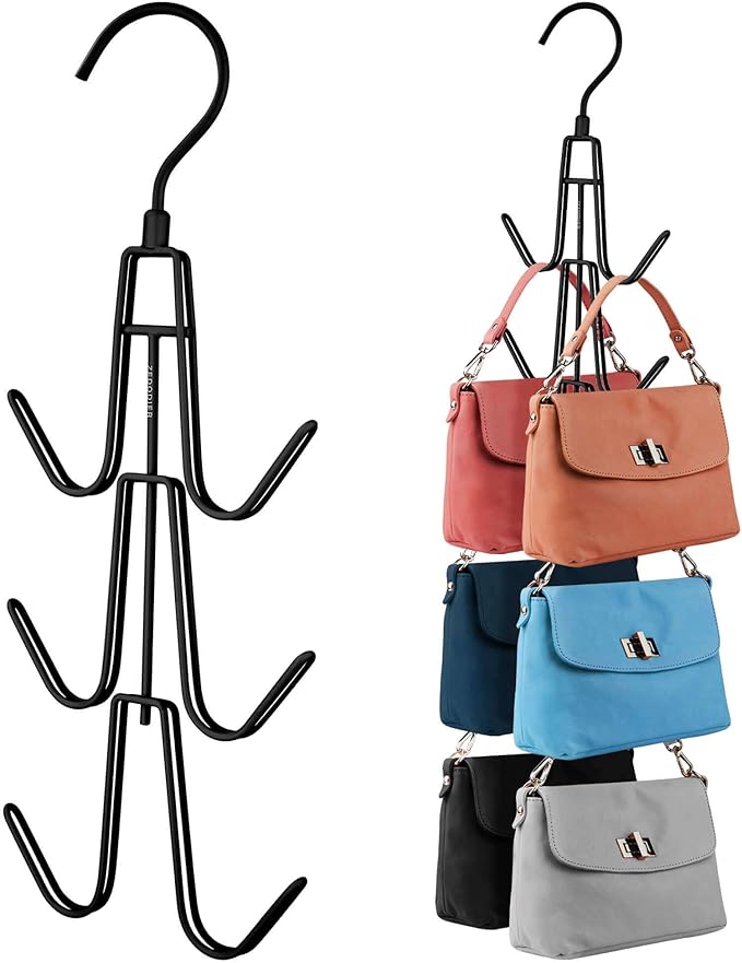 ZEDODIER Purse Organizer for Closet, 3 Pack Rotatable Sturdy Purse Hanger Bag