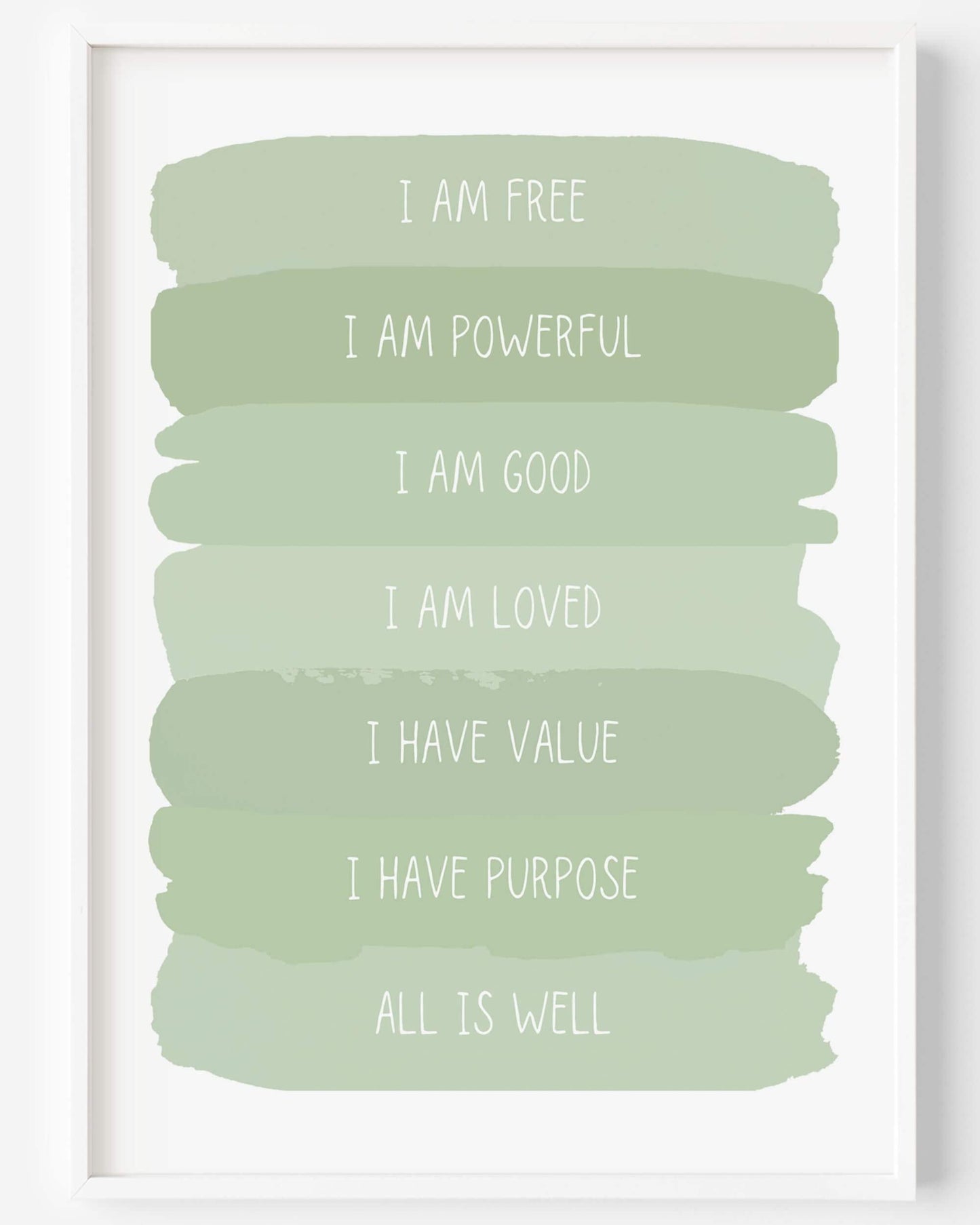 Sage Green Positive Affirmations Sage Nursery Wall Art Zen Room Decor Sage Inspirational Wall Art Office Sage Green Wall Decor for Bedroom UNFRAMED (Sage, 8x10)