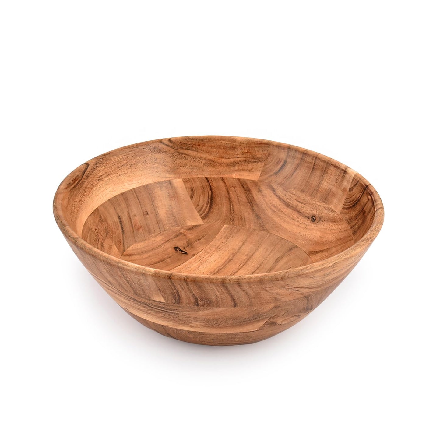 Mahasu Decorative Bowl for Veggies, Fruits, & More – Handmade Wooden Serving Bowl for Kitchen, Party, BBQs (10" x 10" x 4")