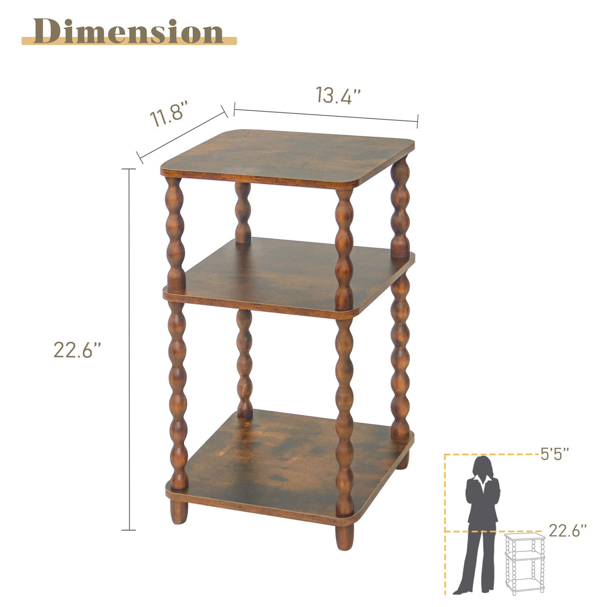 Fultyle Side Table, Small End Table with Storage Shelf, Modern Bedside Table Night Stand for Living Room, Bedroom, Office and Small Spaces (Rustic Brown)