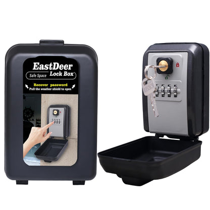 EASTDEER Wall Mount Key Lock Box Outdoor Key Lock Box with Resettable Combination Lock Boxes for keys Wall Mounted Key Safe Boxes for Outside, Garage, Home, Office