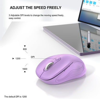 WisFox 2.4G Wireless Mouse for Laptop, Ergonomic Computer Mouse with USB Receiver and 3 Adjustable Levels, 6 Button Wireless Mice for Windows Mac PC Notebook (Grey)