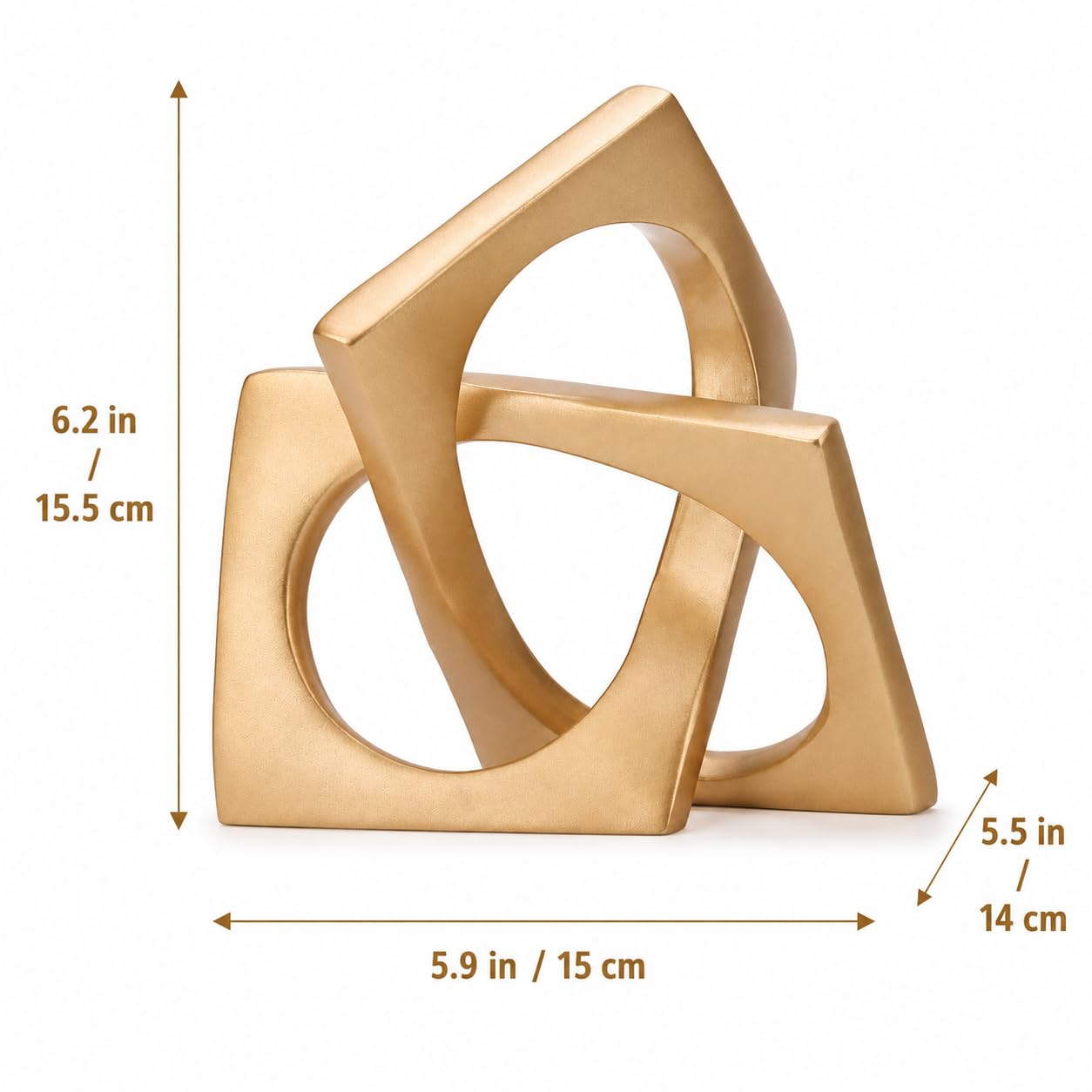 XMGZQ Gold Knot Statue for Coffee Table Centerpiece Decor,Modern Abstract Art Geometric Sculpture and Figurines, Home Decor Accent,Cube Knick Knacks for Shelves,Bookshelf,Entryway,Floating