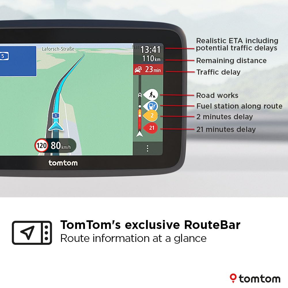 TomTom Car Sat Nav GO Classic 2nd (6 inch, with Traffic information, speed cam alert trial, Europe Map updates included, updates via WiFi, Moving Lane Guidance, integrated reversible mount)