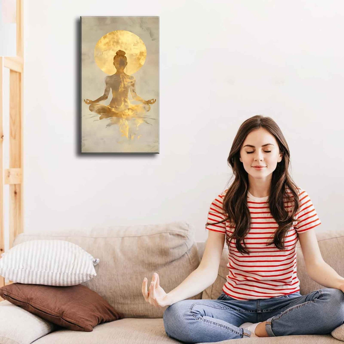 Large Zen Canvas Wall Art Modern Abstract Yoga Gold Meditation Decor Picture Tranquil Aesthetic Spa Posters Prints for Bathroom Spiritual Living Room Girl Bedroom Decoration