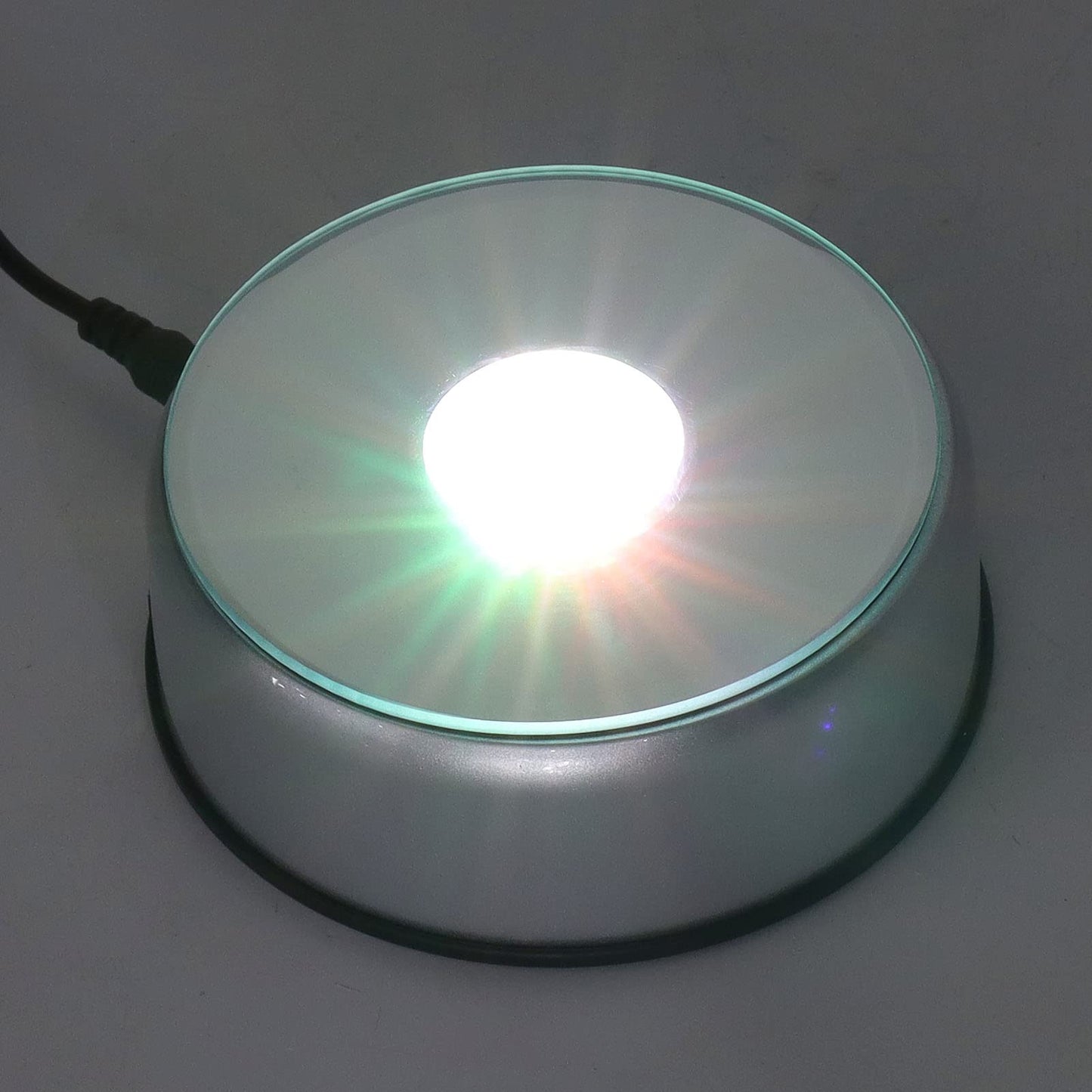 Hapivida LED Light Base, 360° Display Stand Light Rotating Display Base 80 Seconds Per Lap 3D Glass Crystal Art