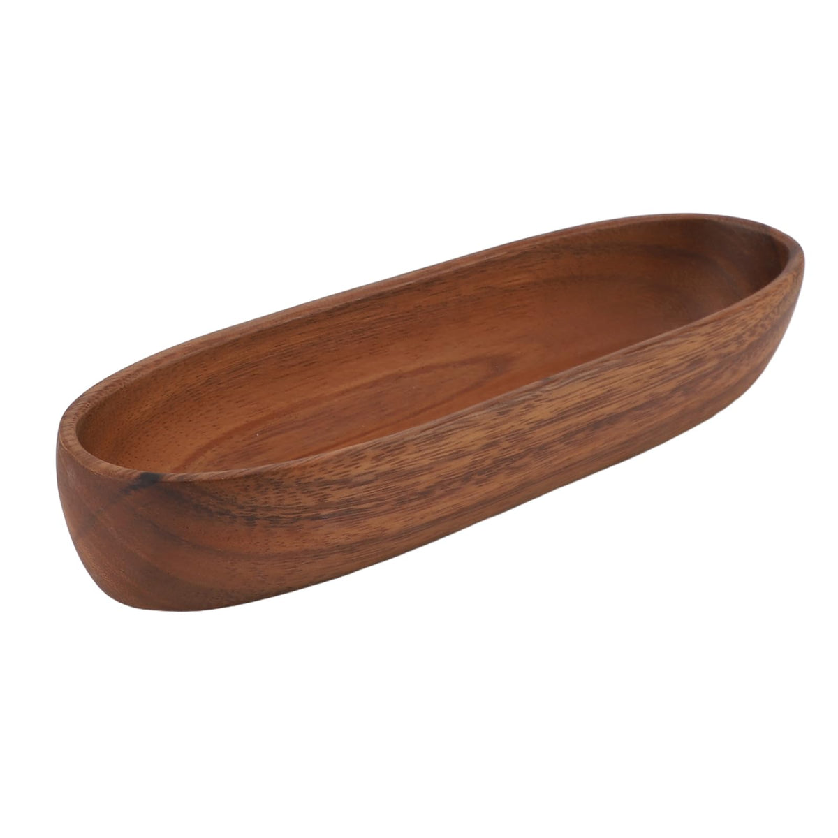 Rengue Wooden Salad Bowl, Serving Bowl Solid Wood for Fruits Snacks Desserts Large Capacity Boat Shaped for Kitchen Table