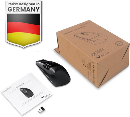 Perixx PERIMICE-713 Wireless Ergonomic Vertical Mouse - 800/1200/1600 DPI - Right Handed - Recommended with RSI User
