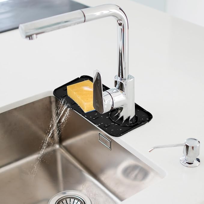 Sink Faucet Splash Guard Mat Silicone Soap Dish Pad Faucet Handle Drip Catch