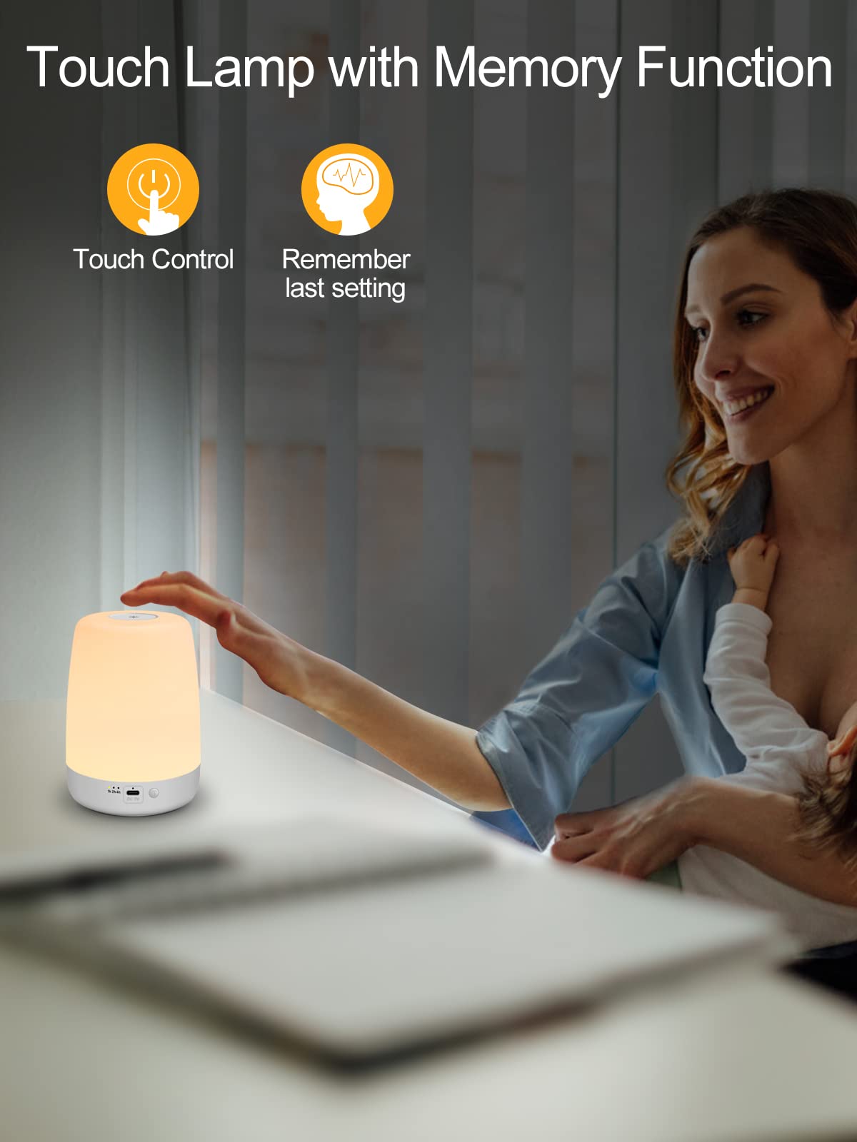 YYDSKIT Night Light for Kids & Nursery - Rechargeable Touch Lamp, Portable Nursing Lamp with Soft & Warm Light for Newborn, 3 Timers, Up to 200H