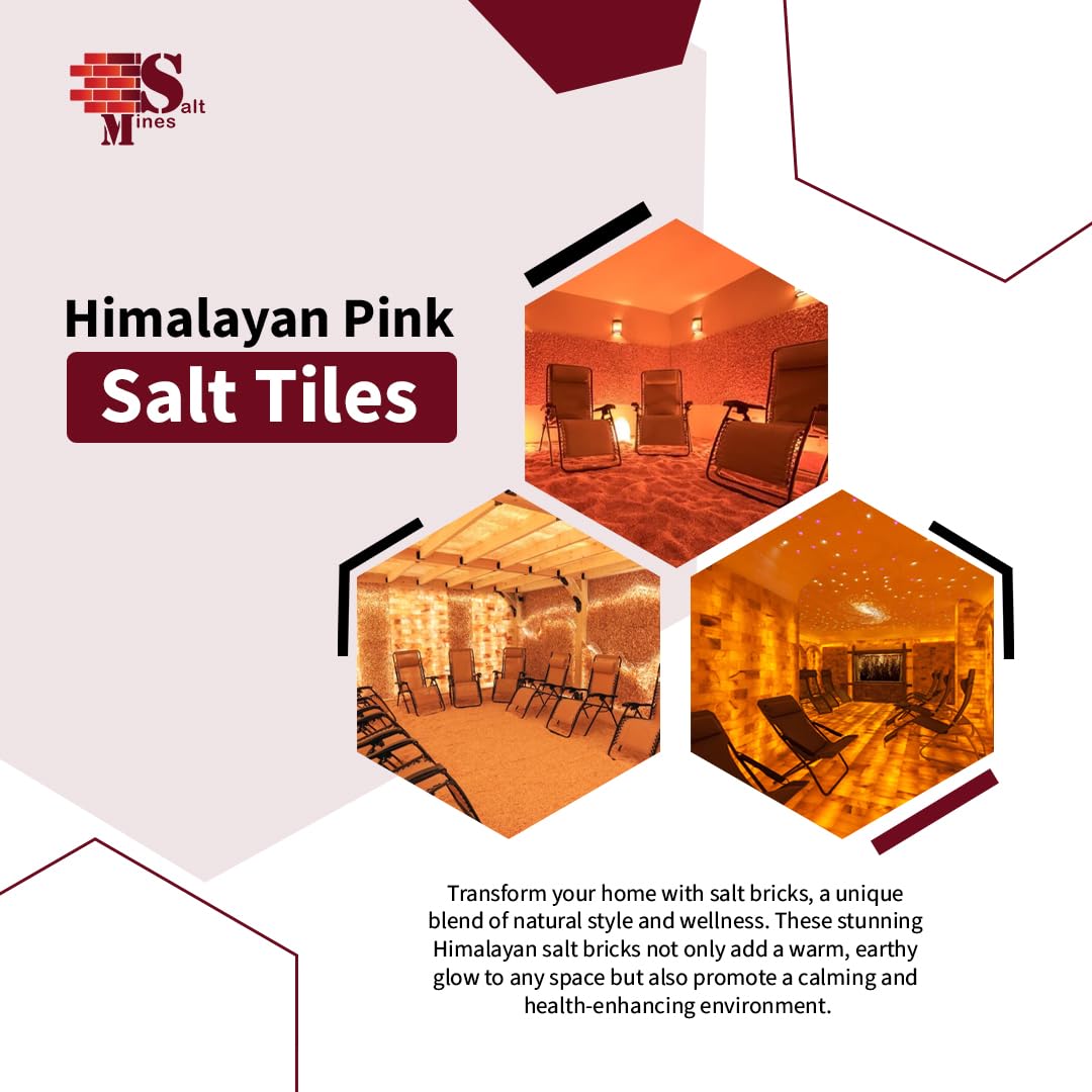 Himalayan Pink Salt Bricks for Spa & Salt Wall – Pack of 20 (8″ × 4″ × 1″) – Natural Himalayan Crystal Salt Tiles for Sauna, Wellness Décor