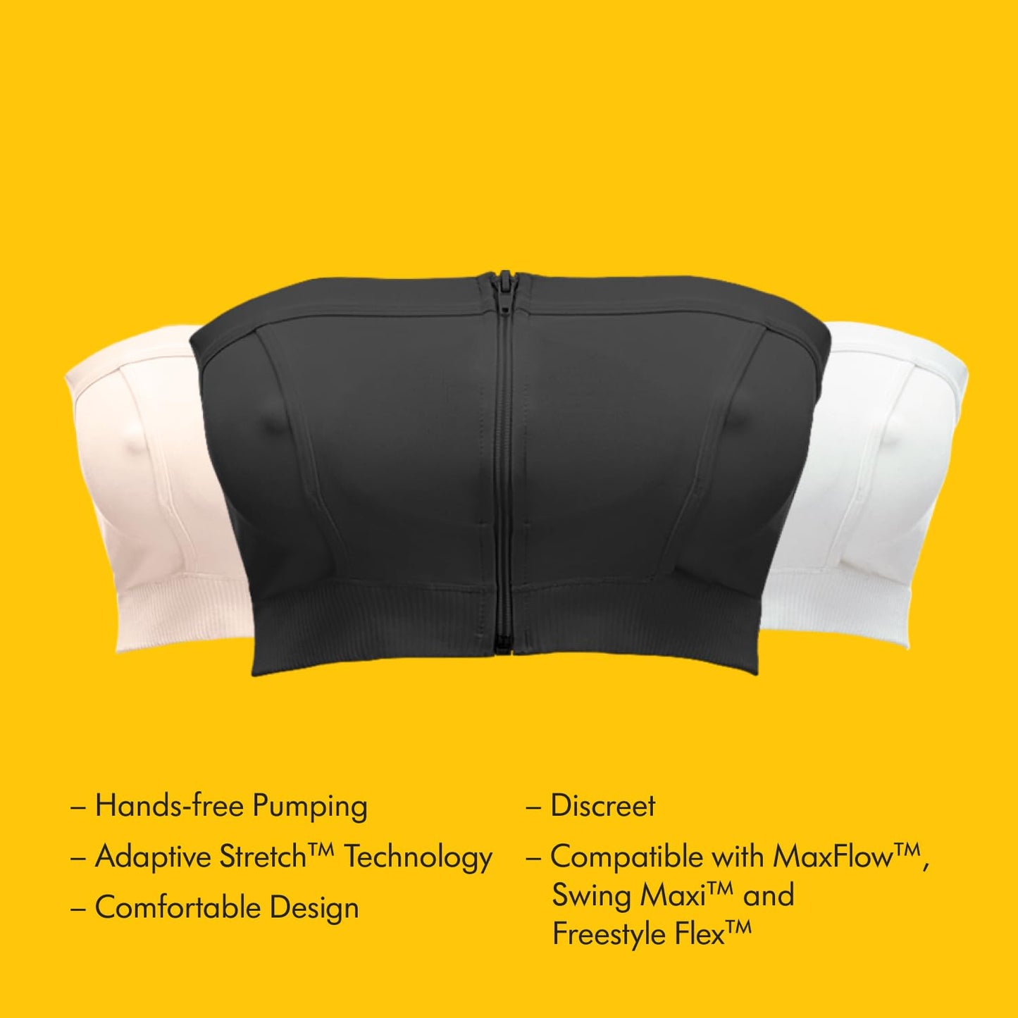 Medela Hands Free Pumping Bustier, Easy Expressing Pumping Bra with Adaptive Stretch and Easy Milk Flow White