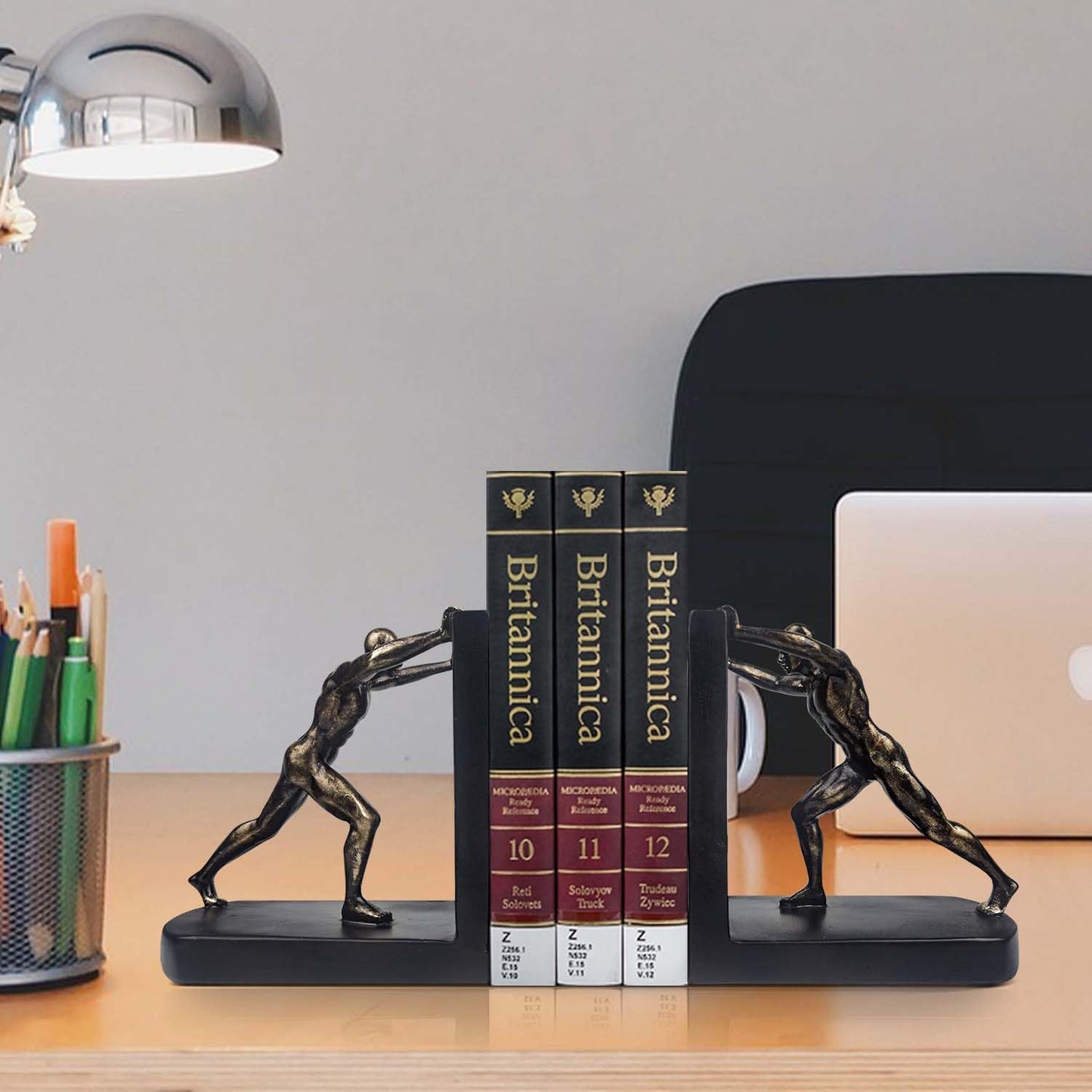 LIFFY Man Decorative Book Ends,7" Resin Non Skid Bookends for Heavy Books,Bookends for Shelves Decorative,Creative Shelf Decorations to Hold Books for Bookshelf,Home,Office,Study