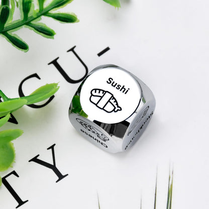 Valentines Day Gifts for Him Her: Steel Food Decision Dice Funny Gifts for Men Women Couple Girlfriend Boyfriend Husband Wife Anniversary Birthday Wedding Fathers Day Christmas Stocking Stuffers