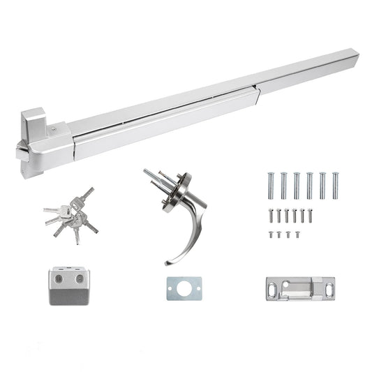 IRONWALLS Panic Bars for Exit Doors 41”, Stainless Steel Commercial Push Bar Panic Exit Device with Exterior Door Lever Handle, Push Bar Door Lock Emergency Door Hardware for 41”-53” Doors