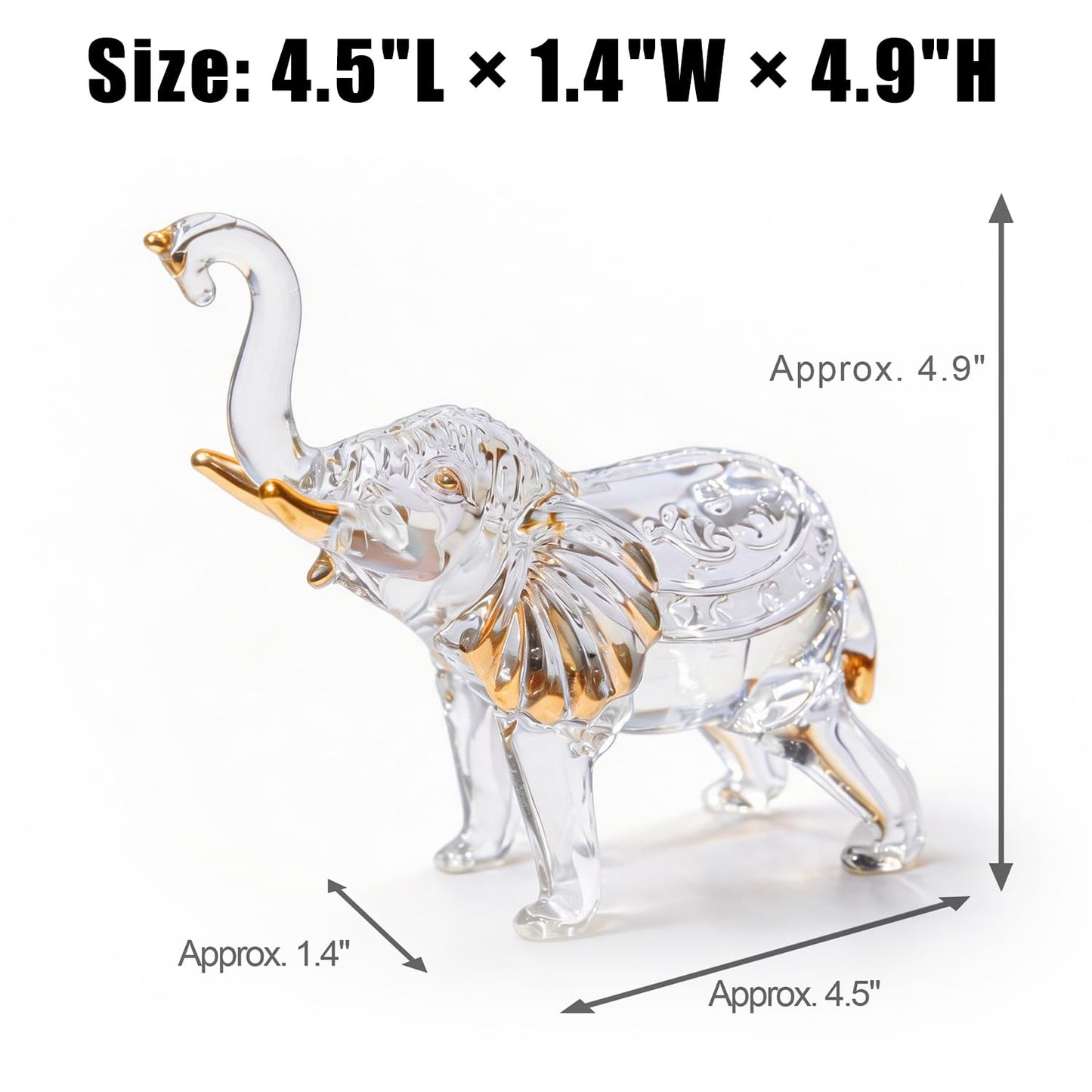 KWASVLYA Handmade Crystal Elephant Figurine – Good Luck Decorative Statue for Home & Office Decor, Elegant Gift for Housewarming, Business, Weddings & Collectors