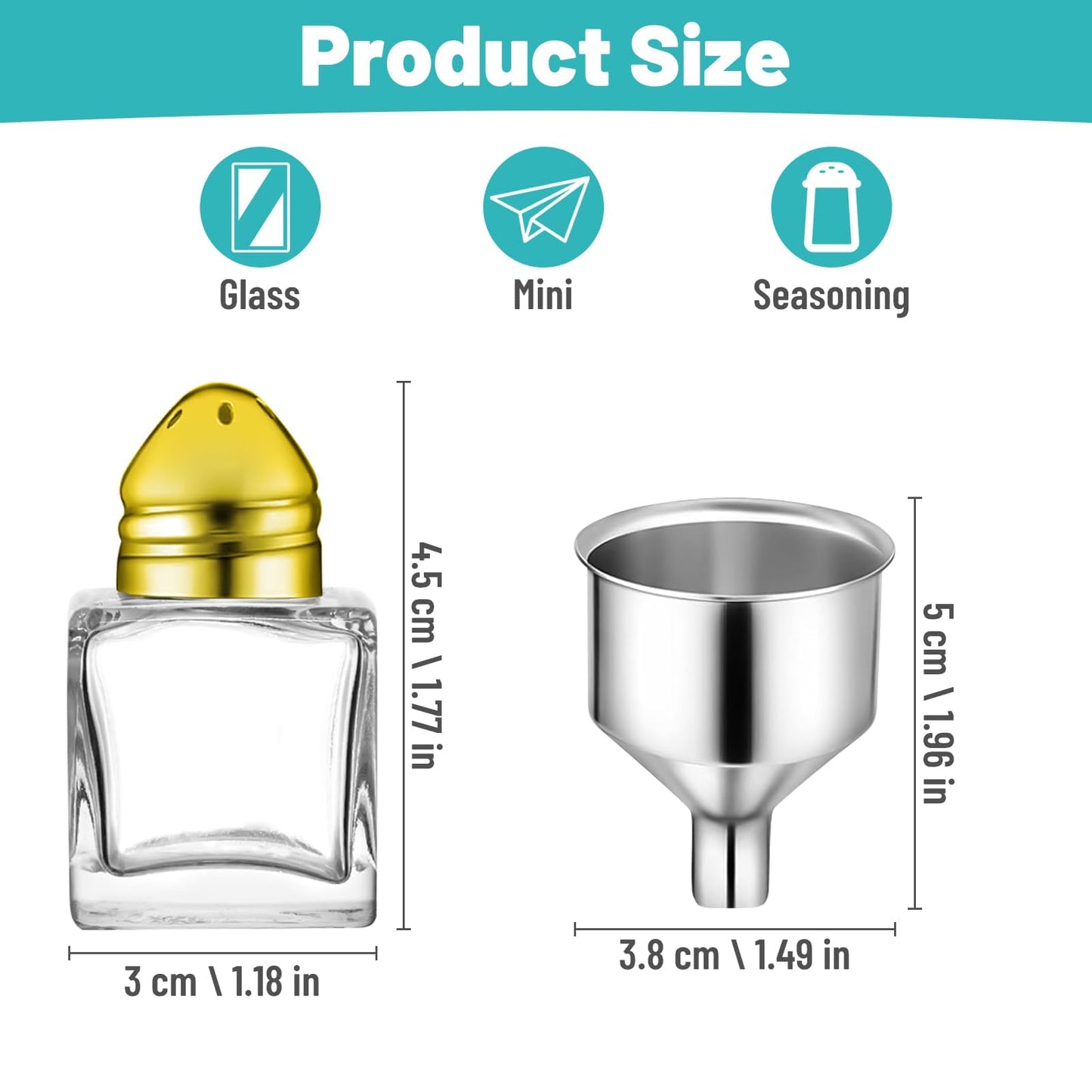 Set of 12 Mini Salt and Pepper Shakers Mini Spice Shaker Small Salt and Pepper Shakers 0.5 oz Glass Cube with 2 Pcs Funnel for Wedding Party Restaurant Home Kitchen Birthday Thanksgiving