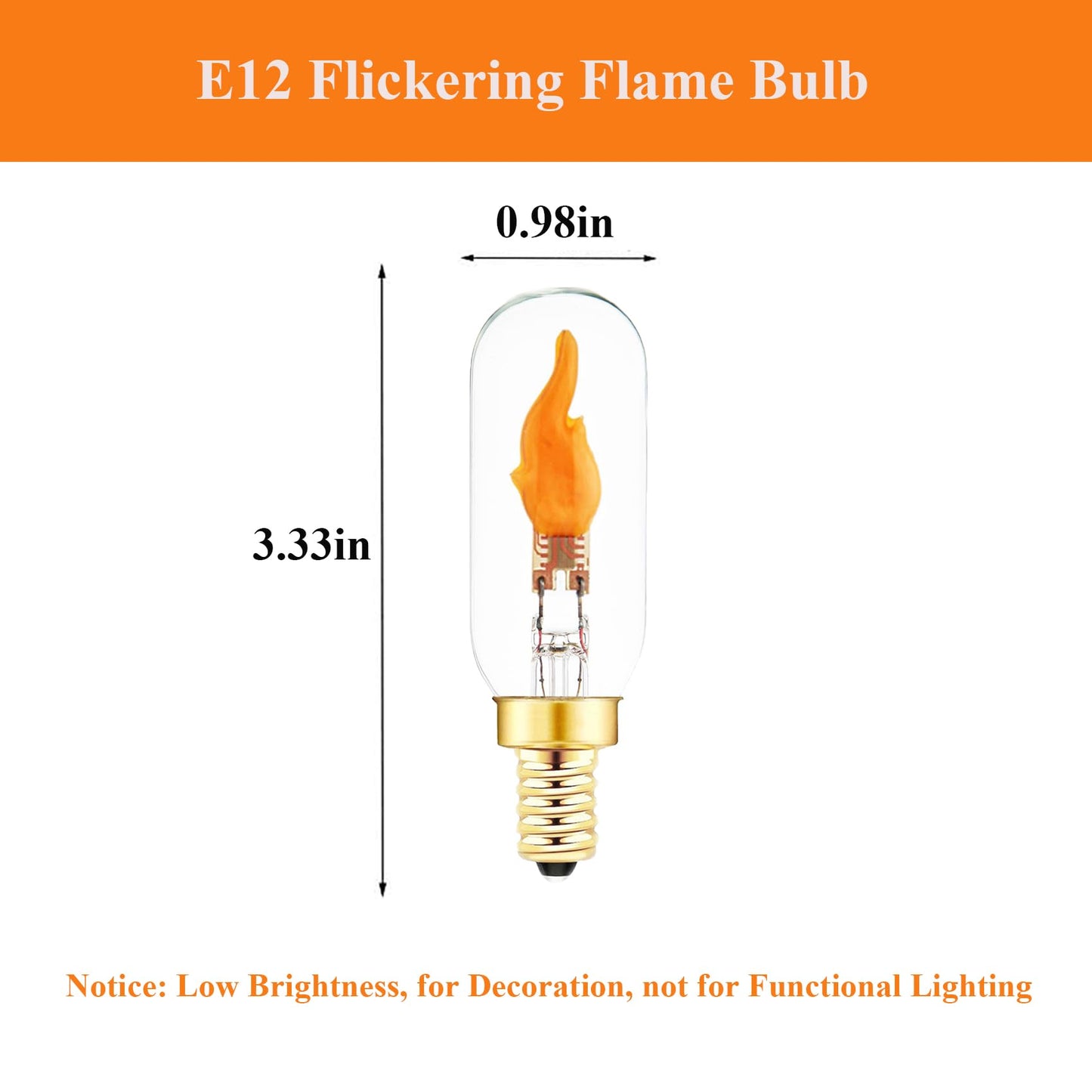 SHUWDKAR E12 Flickering Flame Bulb, Realistic Flame Effect LED Chandelier Candelabra Base, 2 Pack