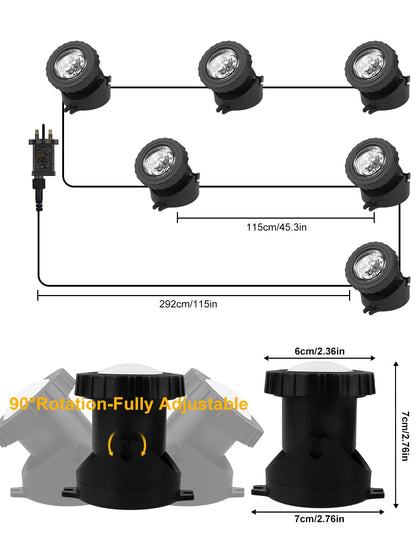 NATPOW Pond Lights Mains, Underwater Lights RGB with APP& Remote Control, Timer Aquarium Light, IP68, Multiple Scene Lighting, Submersible, for Aquarium, Garden, Yard, Pool, Fountain (6-in-1)