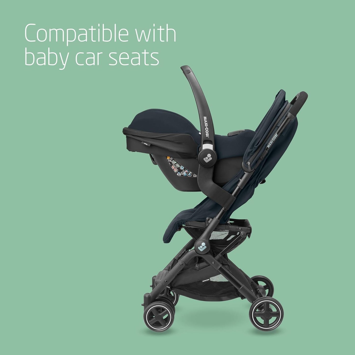 Maxi-Cosi Lara2 Pushchair, 0-4 Years, 0-22 kg, Baby Stroller, Lightweight & Compact Stroller, 3 Recline Positions, Lie-Flat position, Automatic Fold, Shoulder Strap, Rain Cover, Essential Graphite