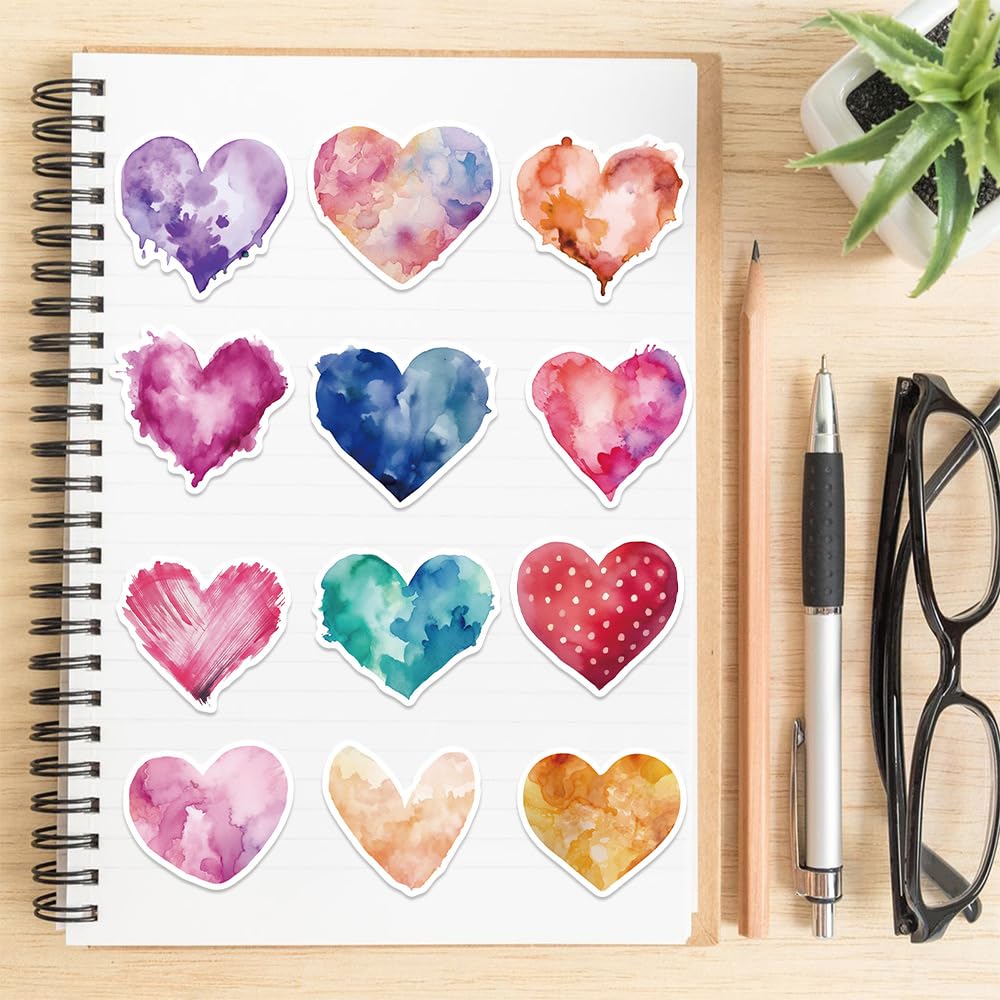 50 PCS Love Stickers Heart Sticker Cute Sticker for Journaling Laptop Scrapbook Water Bottles Guitar Suitcase Phone Snowboard Waterproof Vinyl Gifts for Women Girl Kids Adult Teens