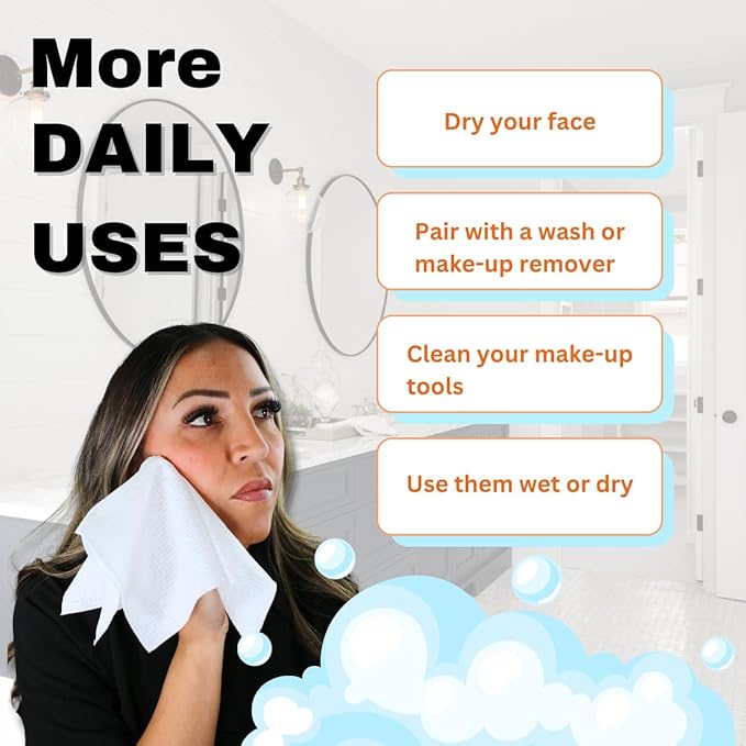 150 Pack Large Disposable Face Towels, Facial Wipes, Super Soft and Thick
