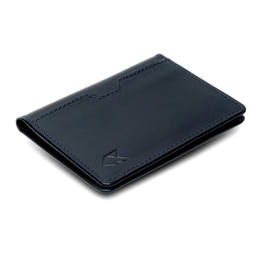 FOXHACKLE Leather Credit Card Holder for Men, Thin Bifold RFID Blocking Wallet, Slim Front Pocket Minimalist Wallet, Small Card Case (Blue Tan)