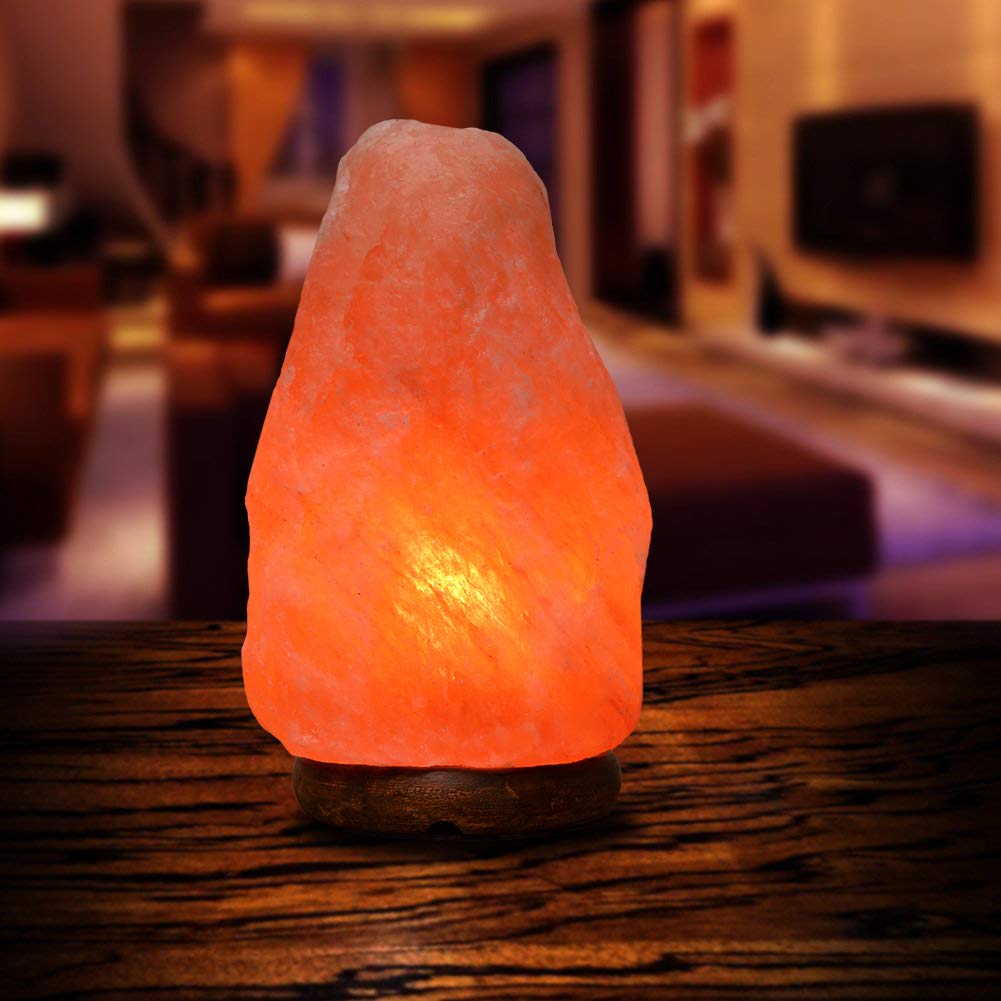 NatureBoost Himalayan Natural Pink Salt Lamp, Hand Crafted I Natural Warm Amber Glow I Dimmer Switch, Wooden Base, (7-9 inches, 9-10 lbs.) Unique Gift Ideas, Orange