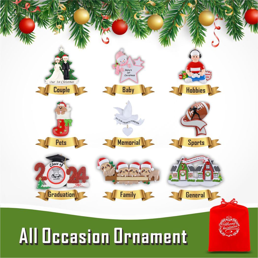 Mitten Snowman Christmas Tree Ornament Personalized Kids Winter Keepsake