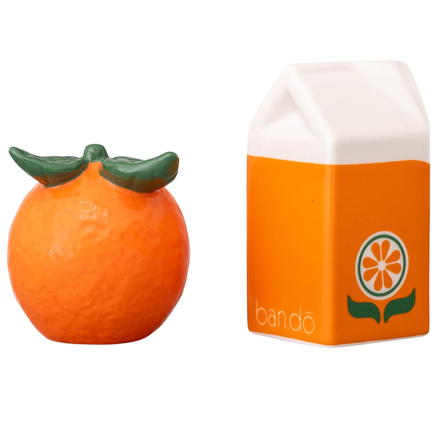 ban.do Cute Salt and Pepper Shakers Set in Novelty Fruit Shape, Matching Vintage Inspired Shakers, Orange