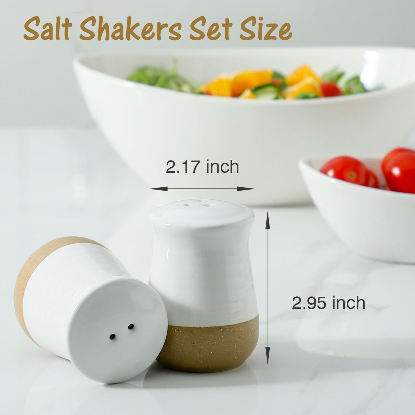 Hasense Salt and Pepper Shakers Set, Ceramic White Salt Shaker for Kitchen Counter, Cute Pepper Shakers, Refillable Spice Shaker Set for Kitchen Counter, Farmhouse Home Kitchen Decor