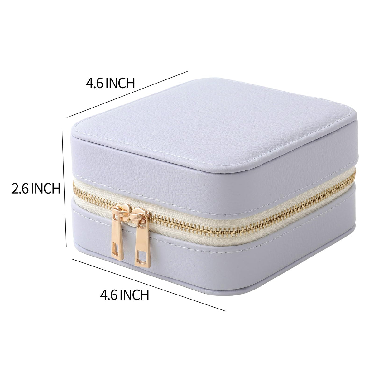 NGVRC Genuine Leather Travel Jewelry Organizer Case with Mirror for Women, Small Mini Portable Jewelry Box for Ring Earrings Necklace Bracelet Luxury Gift for Women（Lilac）
