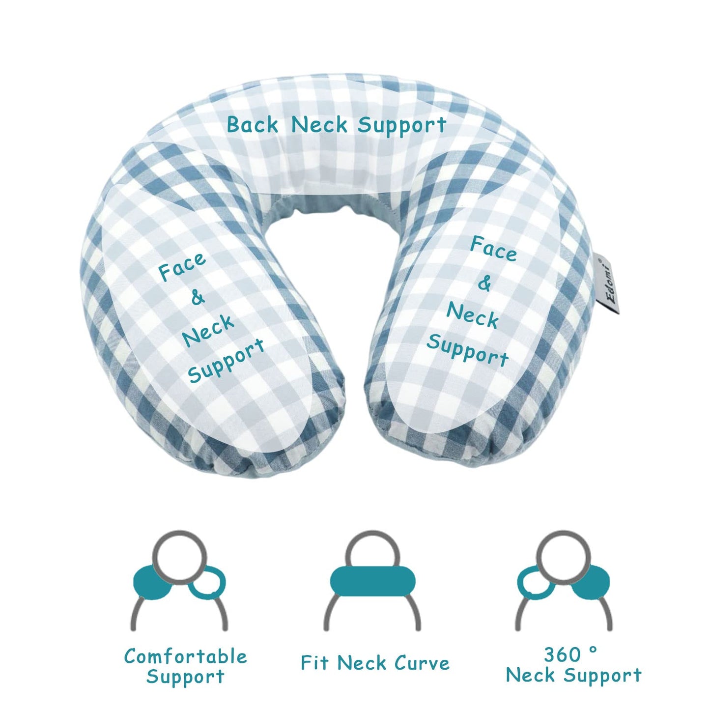 Buckwheat U-Shaped Neck Pillow Adjustable Buckwheat Hull Pillow with Pillowcase, Neck Support and Shoulder Relax Cervical Pillow (12x12 inch, Grey)