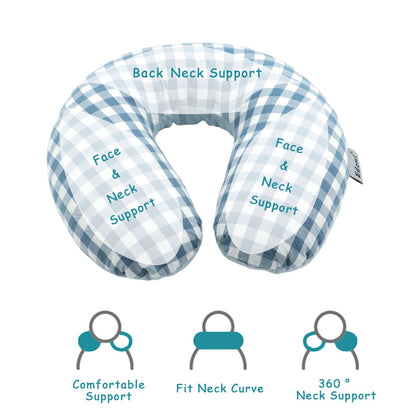 Buckwheat U-Shaped Neck Pillow Adjustable Buckwheat Hull Pillow with Pillowcase, Neck Support and Shoulder Relax Cervical Pillow (12x12 inch, Grey)