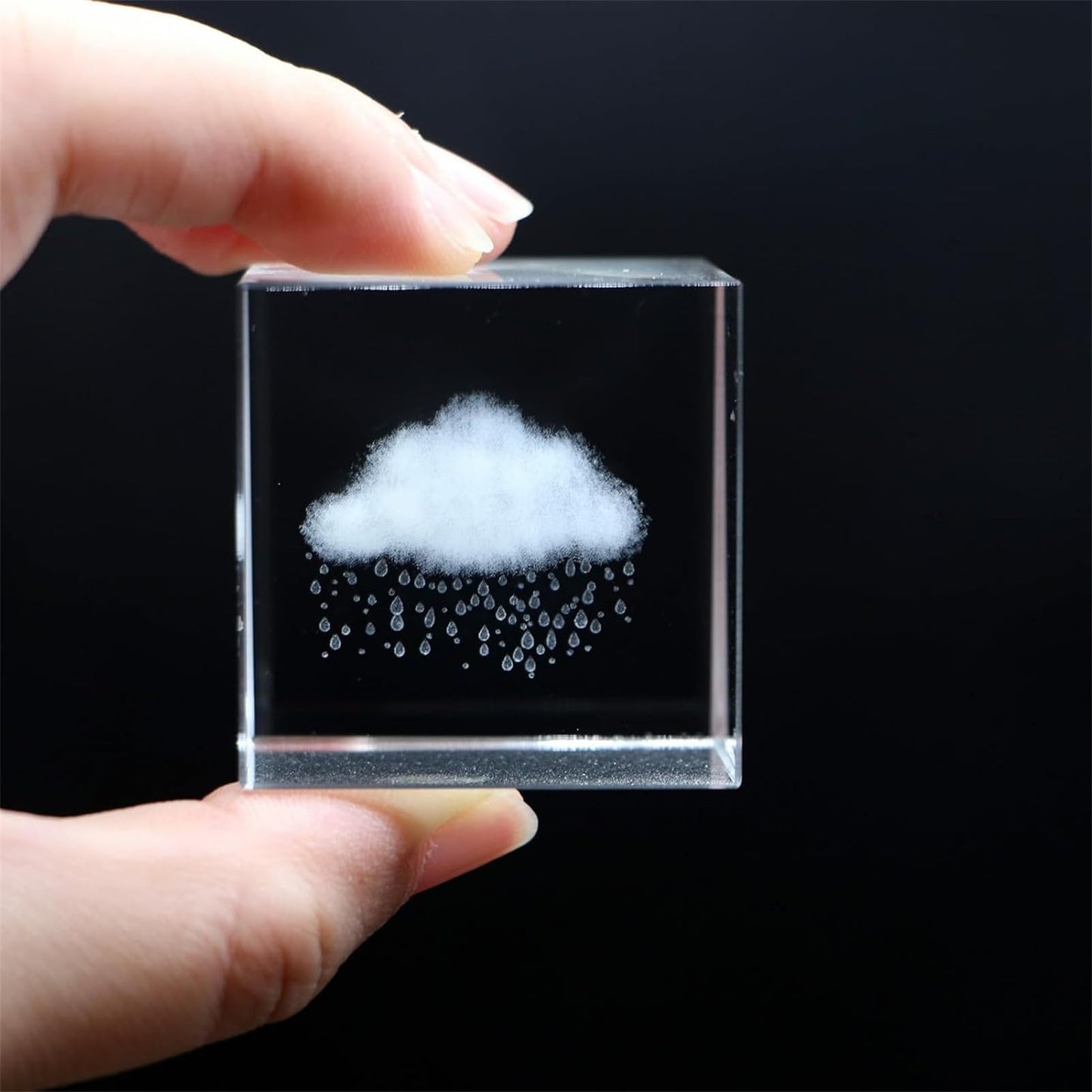 K9 Glass 3D Cloud Paperweight Cube Crystal Art of Ornaments Engraving for Home Feng Shui Decoration Rain Cloud 1
