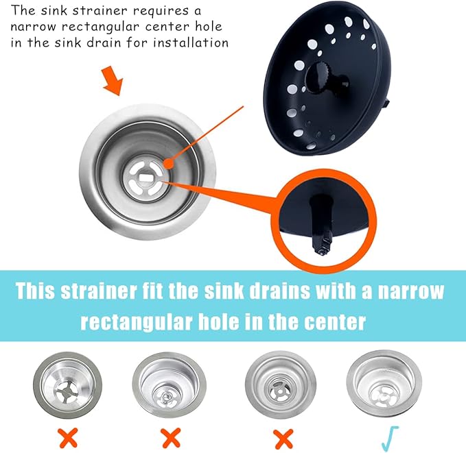3 Pieces Kitchen Sink Stopper Strainer, 3 in 1 Kitchen Sink Basket Strainer